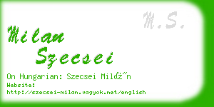 milan szecsei business card